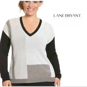 NEW Lane Bryant Color Block Merino Wool Sweater